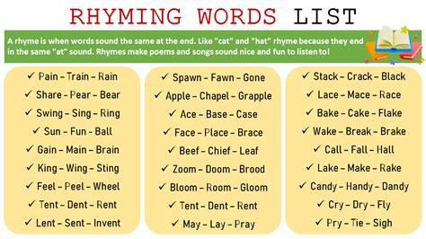 list of common rhyming words.